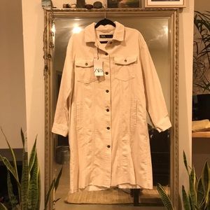 NWT Zara cream wide wale overcoat sz M